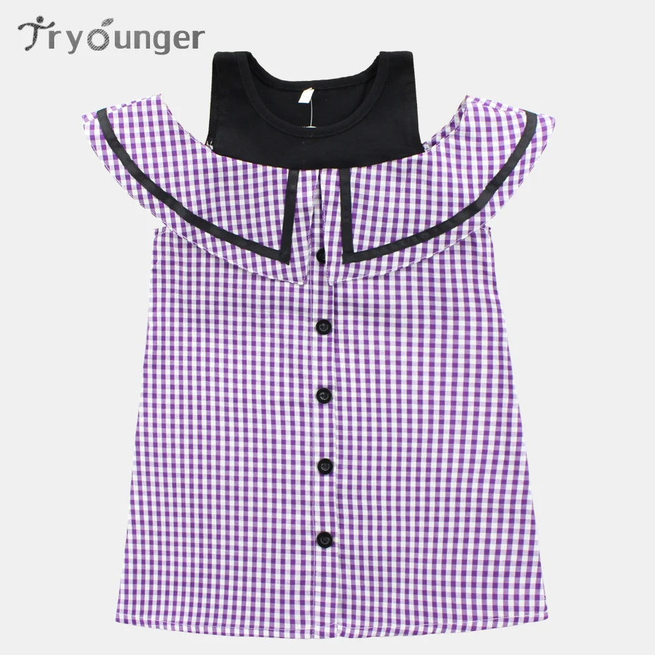 Dress Girl Summer Child Off Shoulder Plaid Kids Casual Teenage Girls Children's Clothing For 4 6 8 10 12 13 Years | Детская одежда