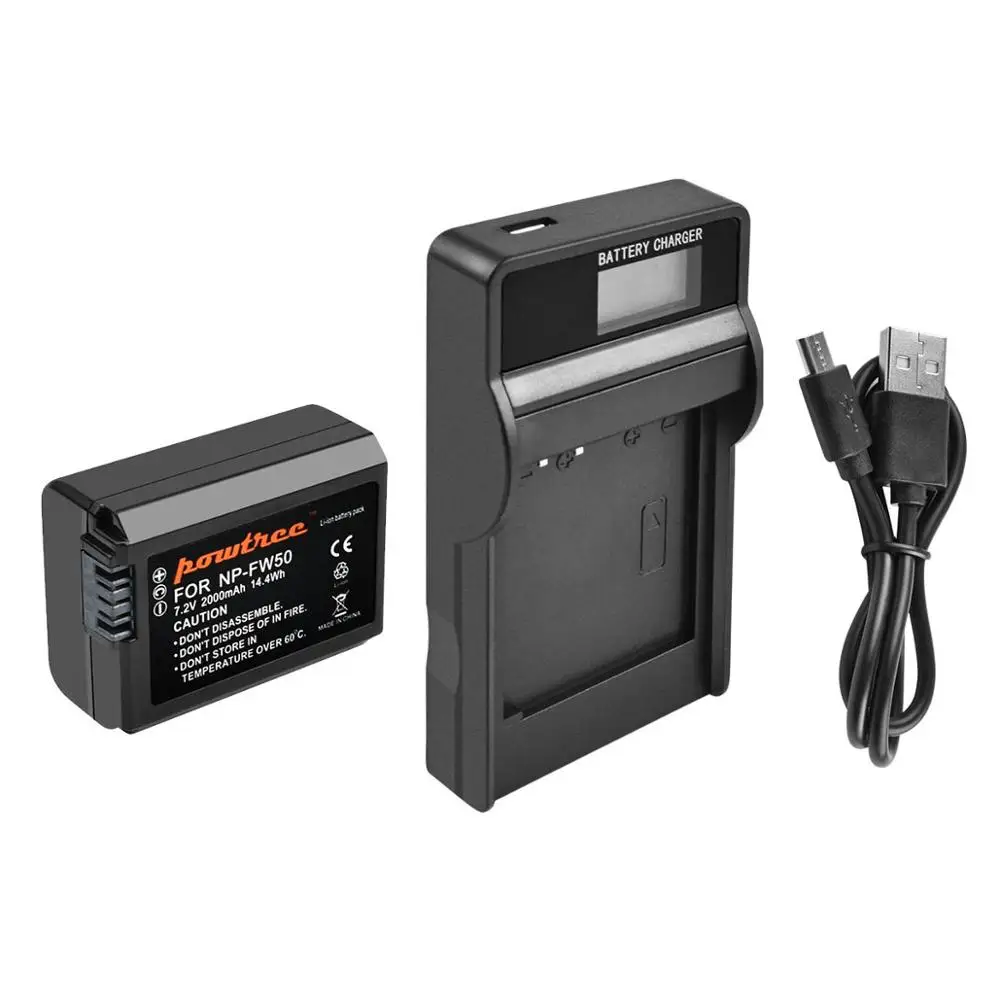 One B and LCD C Powtree для sony 7,2 V 2000 мАч NP FW50 NP-FW50 NPFW50 Камера батарея замена NEX 5T 5R 5TL Альфа a7R фотоаппаратов моментальной печати 7S a7S a3000 a5000 a6000 - Цвет: One B and LCD C