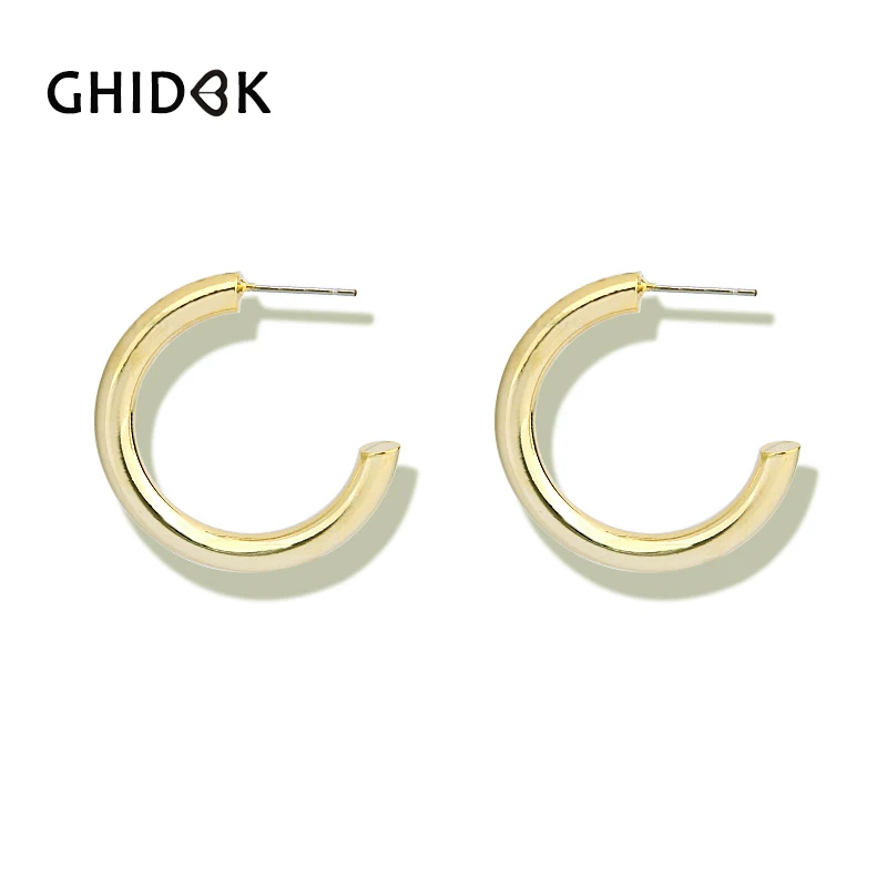 Женские серьги кольца GHIDBK винтажные металлические круглые золотого и