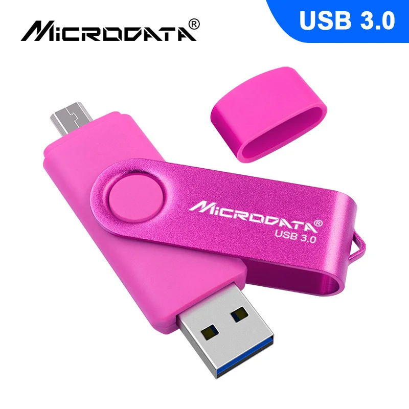 Розовый USB 3,0 OTG флеш-накопитель высокоскоростной USB флеш-накопитель 128 Гб 64 Гб Внешняя память USB Флешка 32 Гб 16 Гб микро USB флешка - Цвет: Розовый