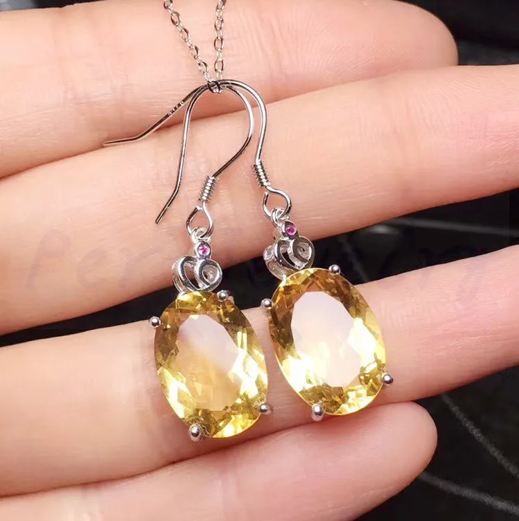 plated rose gold Серьги-капли с натуральным цитрином или топазом 6.5ct* 2 шт драгоценный камень Серебро 925 пробы хорошее ювелирное изделие T18112102 - Цвет камня: plated rose gold