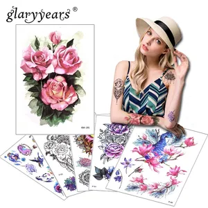 1 лист временные тату наклейки цветок животное поддельные тату флеш-тату водонепроницаемый боди-арт для мужчин и женщин P-5X