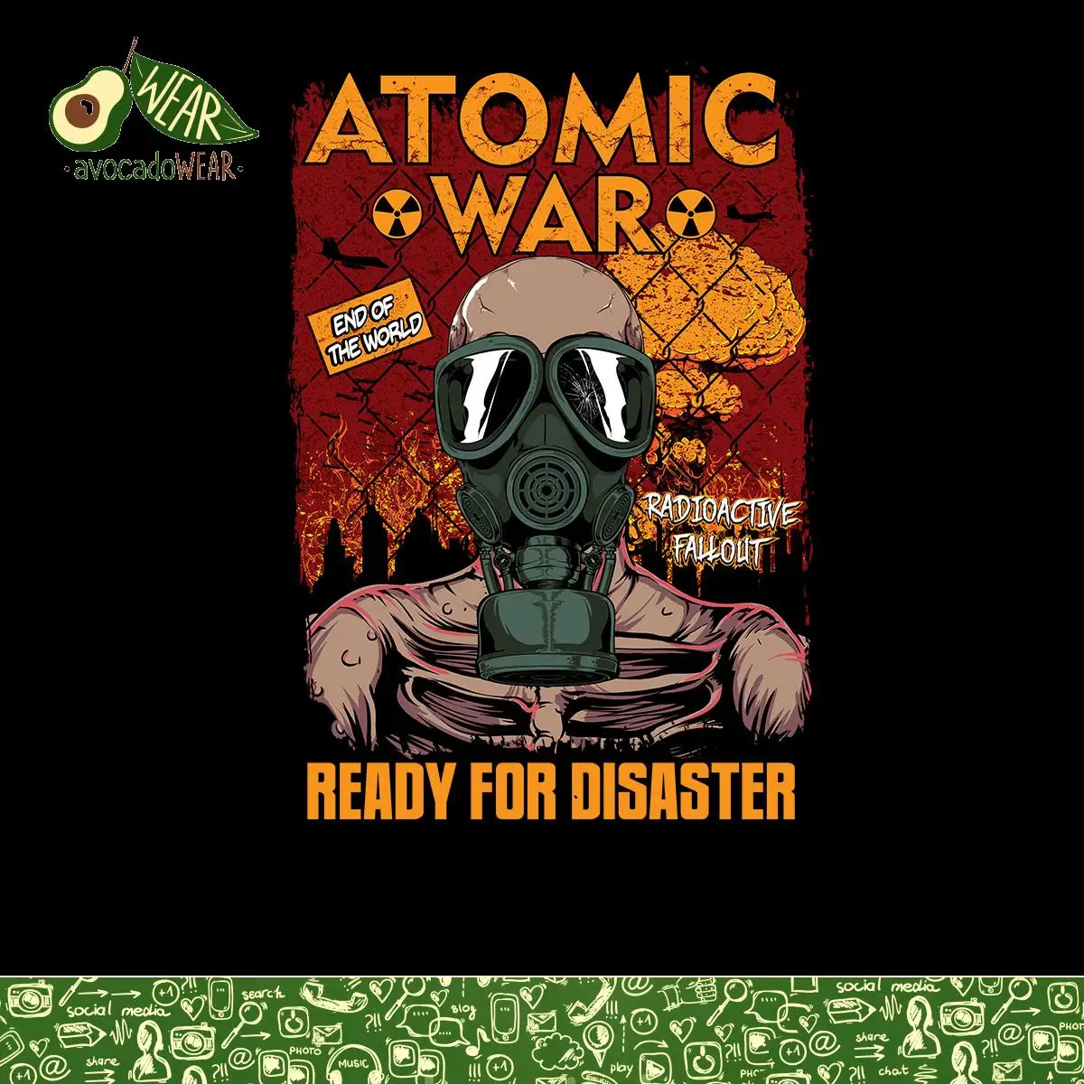 Atomic War End of the World Radiation Gas Mask Mens T-shirt XS-5XLStreetwear Funny Print Clothing Hip-Tope Mans T-Shirt Tops | Мужская
