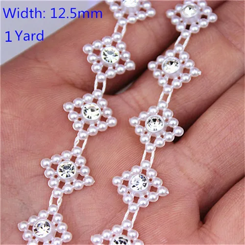 12.5mm 1Yard Cong Shao, 1 ярд/сумка, многоразмерные стразы, цепочка с жемчугом, цепочка с кристаллами, пришивная отделка, сделай сам, свадебное платье, украшение для дома, вечерние, WCAA1 - Цвет: 12.5mm 1Yard