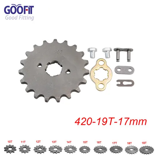 GOOFIT 420 10-19 зуб 17 мм ID двигатель передние звездочки для 50cc 70cc 90cc 110cc скутер мотоцикл велосипед ATV Quad Go Kart мопед - Цвет: 19T