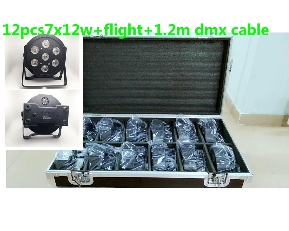 12 шт. 7x12 Вт + чехол для светодиодного освещения Кабель Dmx 1 2 м плоский тонкий