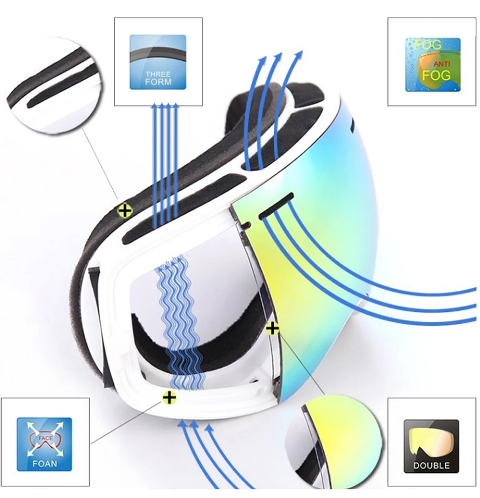 LOCLE CE сертификация лыжные очки противотуманные двухслойные UV400 большие Лыжные маски сноуборд очки лыжные очки