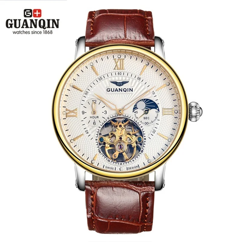 GUANQIN Для мужчин s спортивные часы Tourbillon автоматические механические 2021 наручные