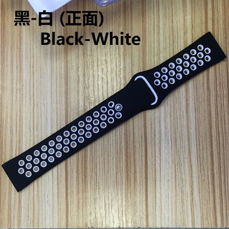 black white 20 мм 22 мм ремешок для часов samsung galaxy watch 46 мм 42 мм active 2 gear s3 Frontier sport huawei watch GT ремешок amazfit gtr/bip S2 - Цвет ремешка: black white