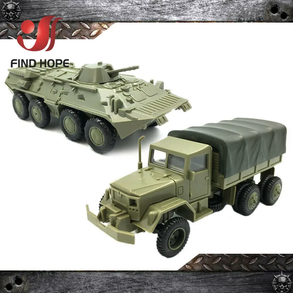 1:72 M35 Cargo Truck BTR-80 Armored Carrier Plastic Building Block Assembling Model Army Action Figure