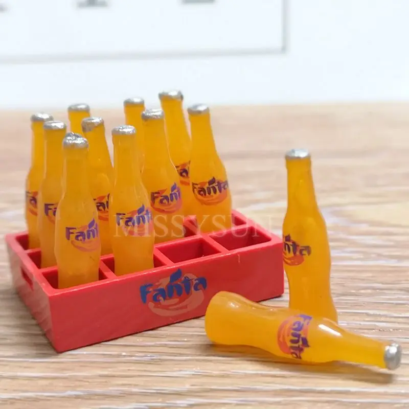 Fanta drink 12 шт./Дюжина мини-модель соды кукольный домик Миниатюрный напиток Игровая кукла для еды Дом Кухня для blyth, Barbies, BJD, 1/6 игрушка кукла - Цвет: Fanta drink