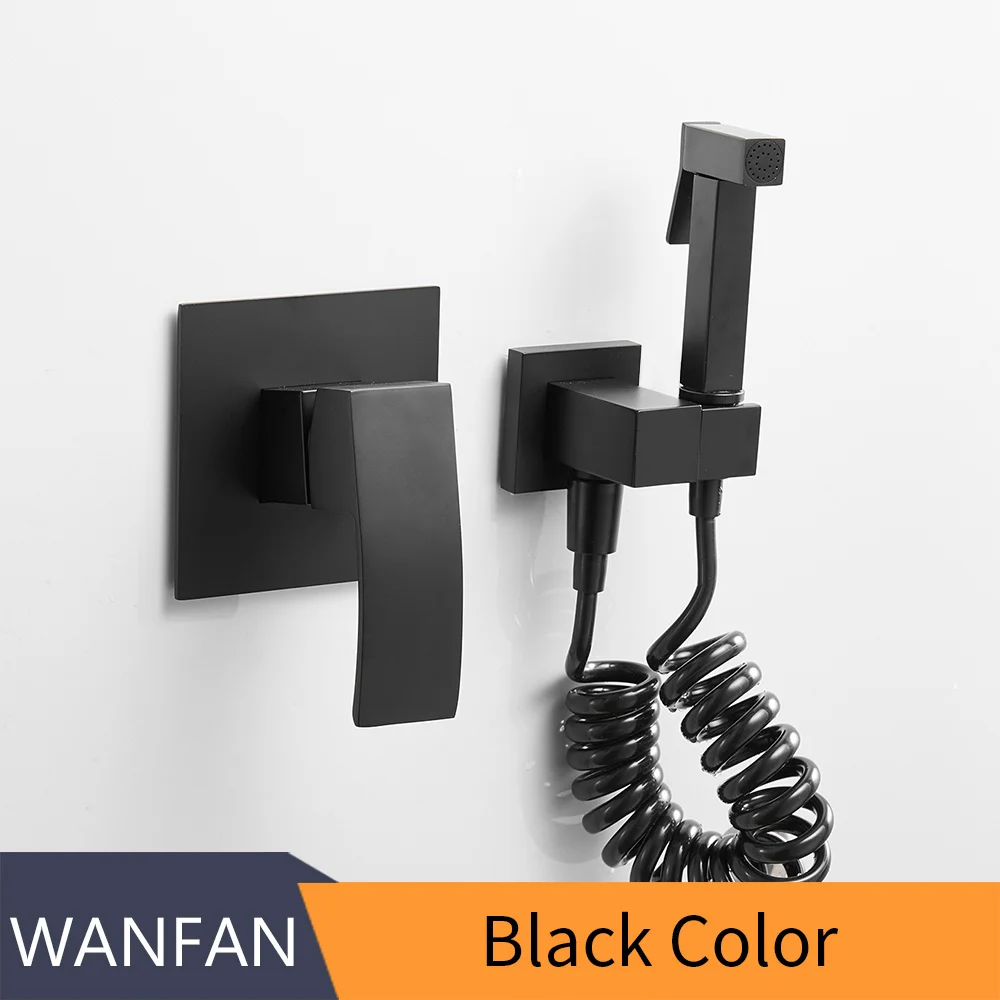 Black Угол для унитаза, биде, медный, одиночный, холодный, для ванной комнаты, для туалета, душевой распылитель, насадка для биде, кран, оборудование для ванной комнаты 811357L - Цвет: Black
