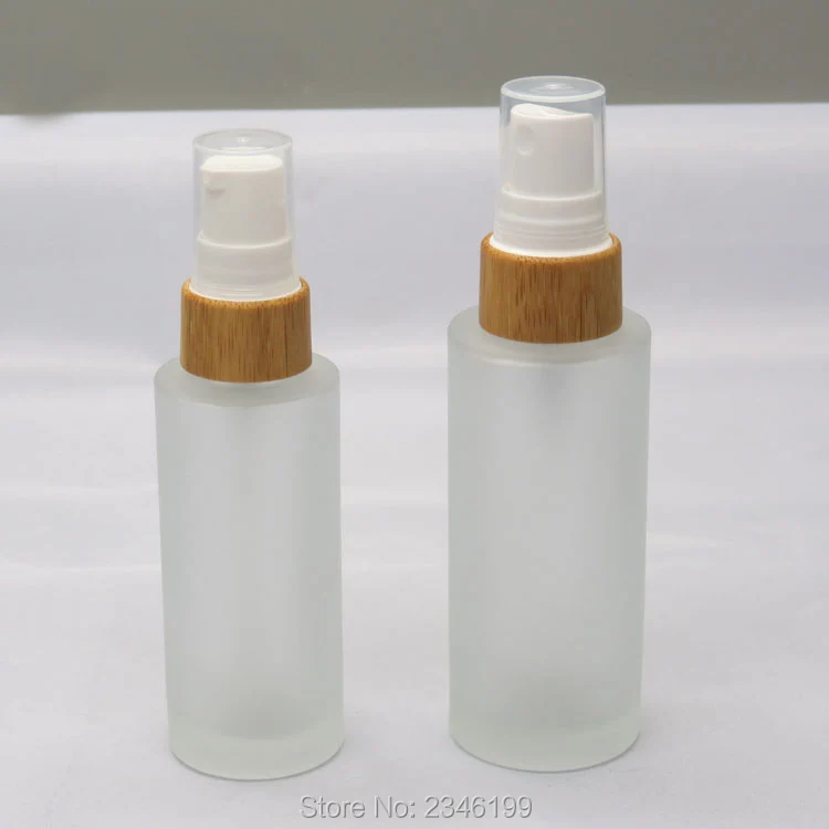 Матовый стеклянный флакон с насосом для лосьона 30 мл 50 10 шт./лот Бамбуковая крышка
