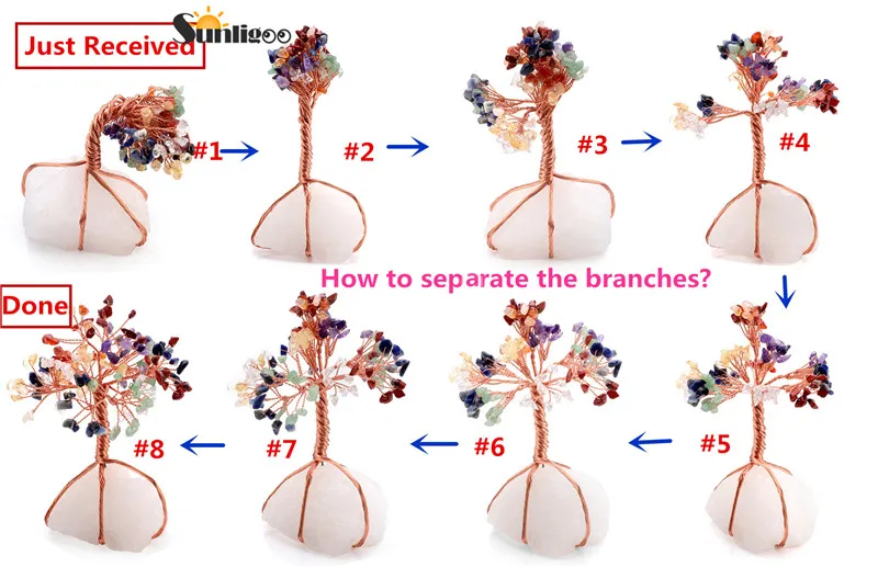 Sunligoo натуральный драгоценный камень деньги деревья Аметист дерево Фен Шуй