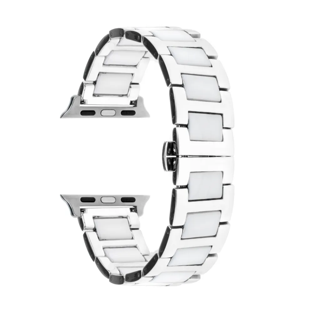 Ремешок из керамики и нержавеющей стали для часов 38 мм 40 мм 42 мм 44 мм iWatch Apple Watch Series 5 4 3 2 1 Ремешок Браслет
