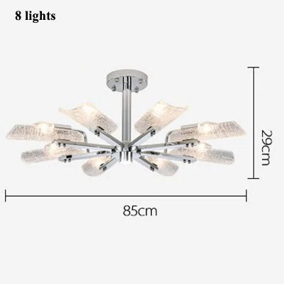 8 lights Современная светодиодная люстра со льдом, хромированная металлическая люстра для гостиной, подвесные люстры со светодиодами, Светильники для спальни, крепеж для подвесных светильников - Цвет абажура: 8 lights