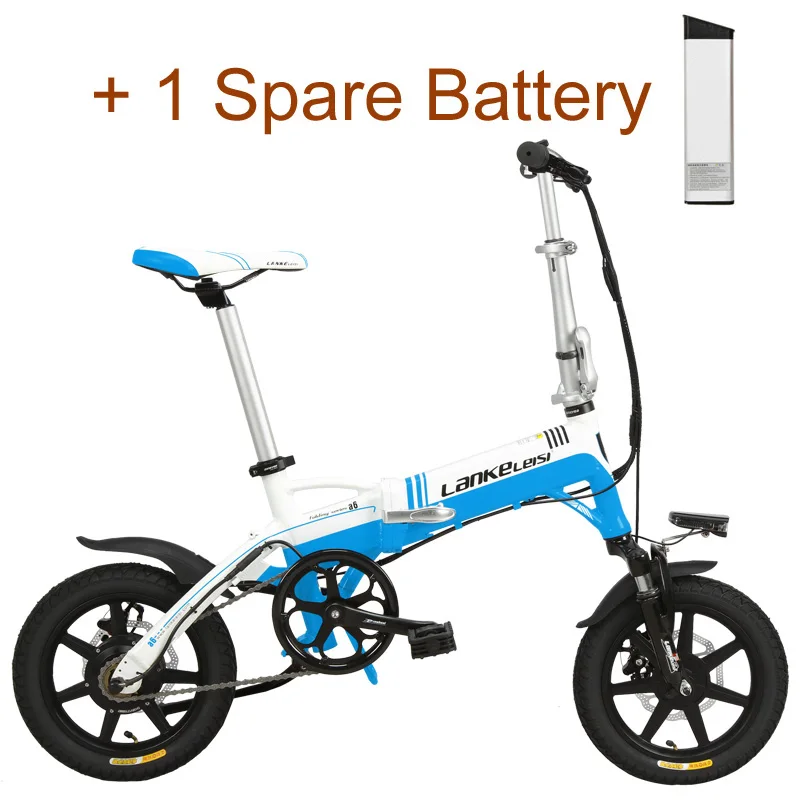 white blue plus 36 В 8.7Ah скрытый аккумулятор Ebike, портативный 14 дюймов складной электрический велосипед, интегрированное колесо, 5 класс помощи, дисковый тормоз - Цвет: white blue plus