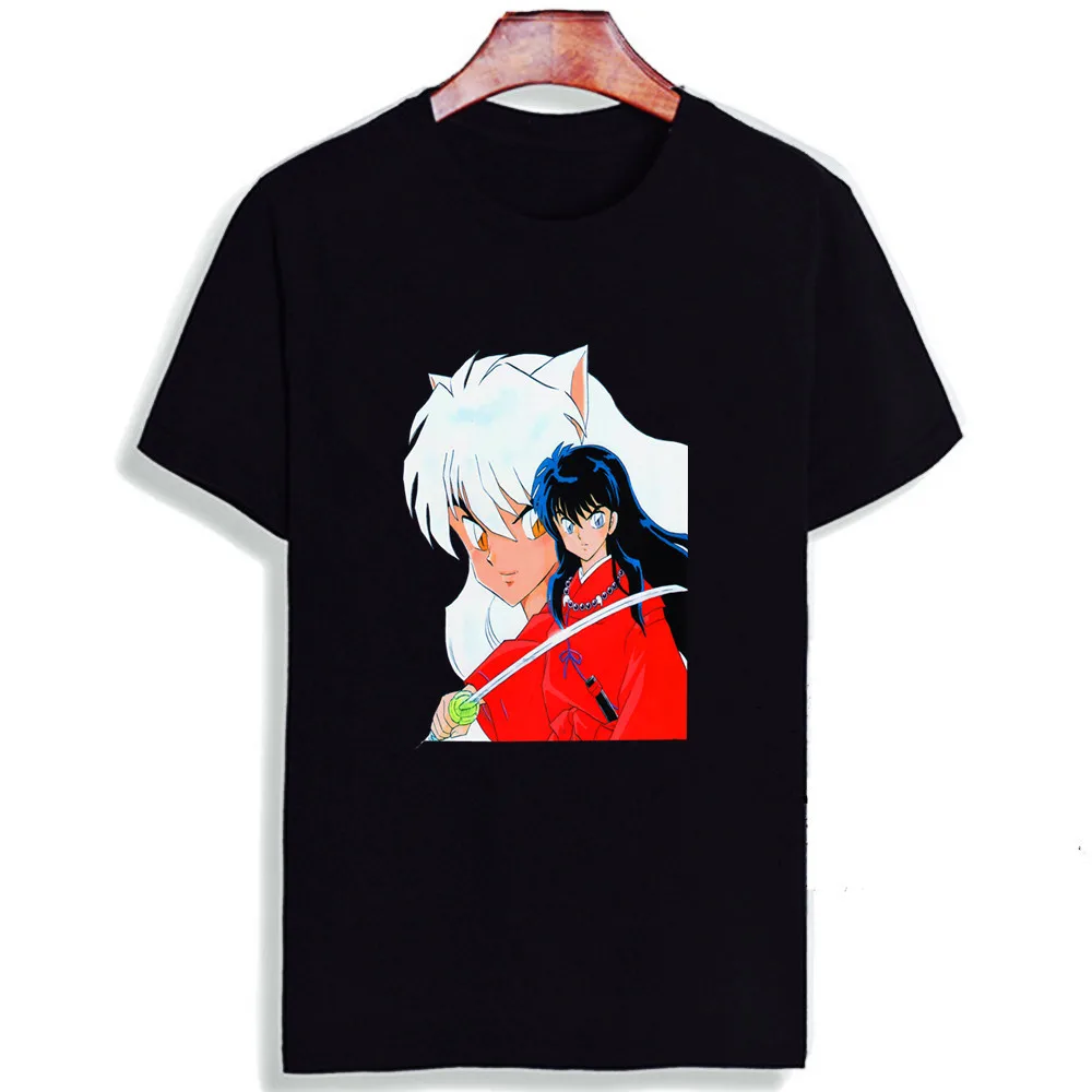 Новинка 100% Хлопковая женская футболка Inuyasha Kagome классические топы с коротким