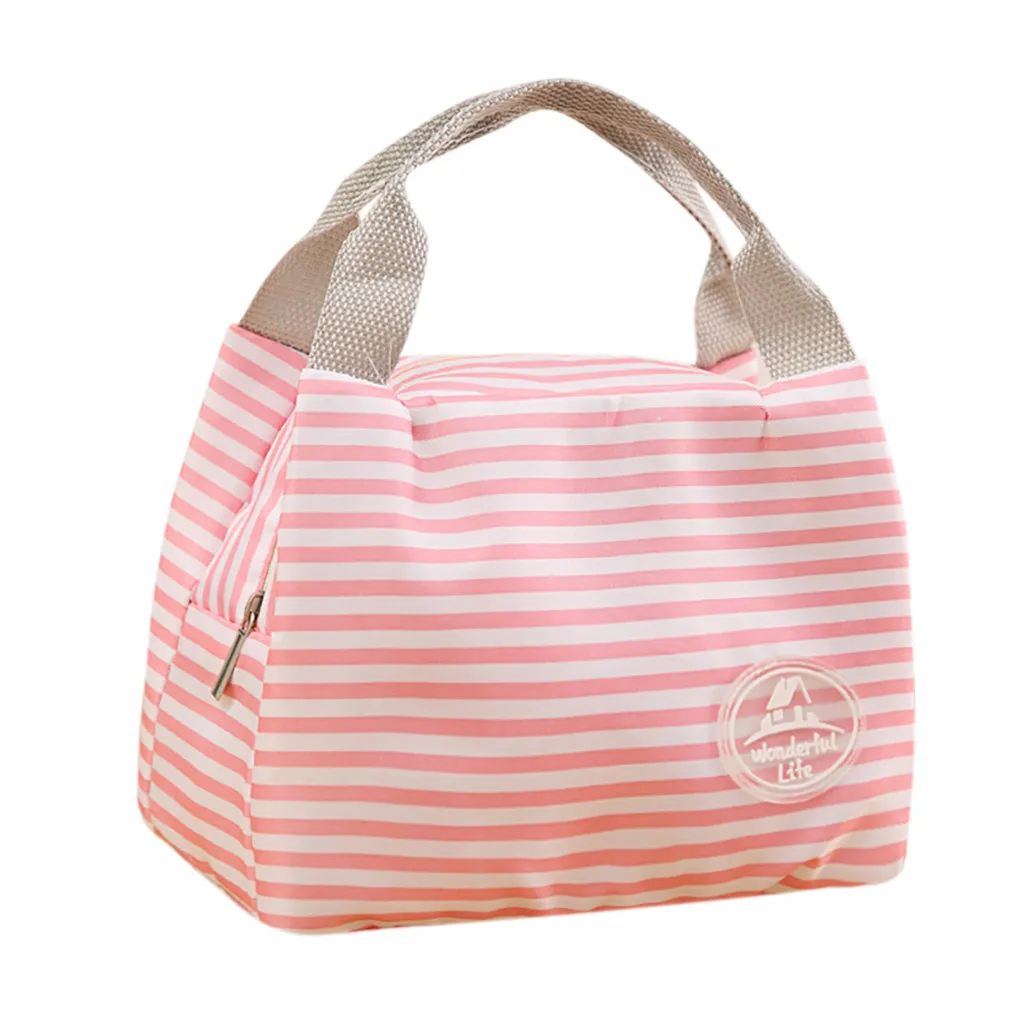 Lunch Bag Insulated Cold Stripe Picnic Carry Case Thermal Portable Box Bento Pouch Container Food Storage Bags#15 | Дом и сад