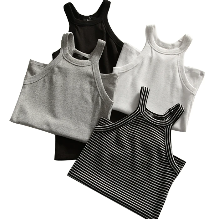 Летняя женская Облегающая майка с лямкой на шее и открытыми плечами топы женские