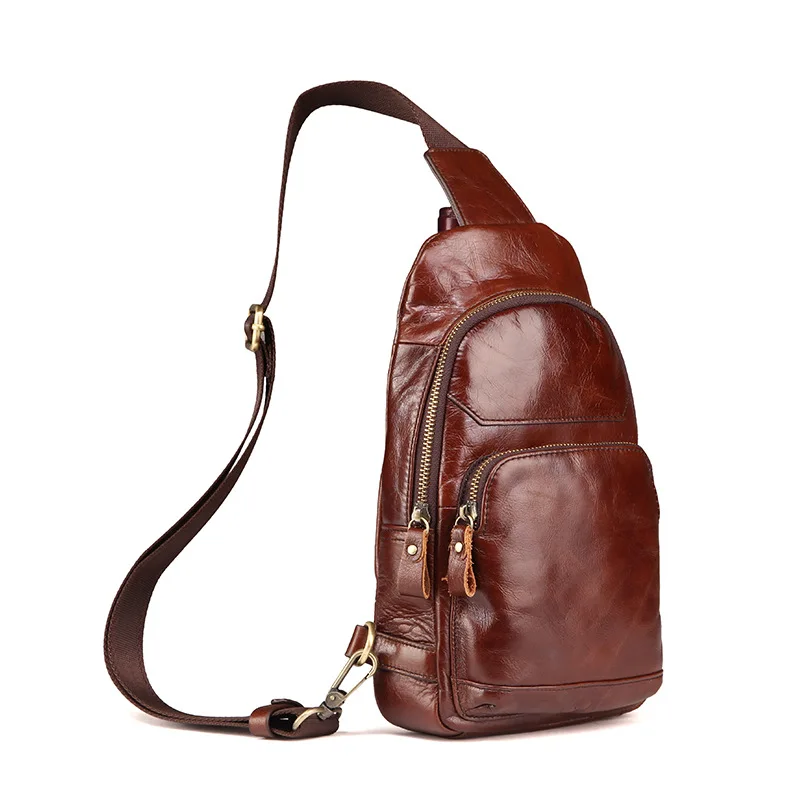 2017 Hot Genuine Leather Men Shoulder Bag Fashion Trending Oil Wax Mens Crossbody Coffee Chest Pack Bags | Багаж и сумки
