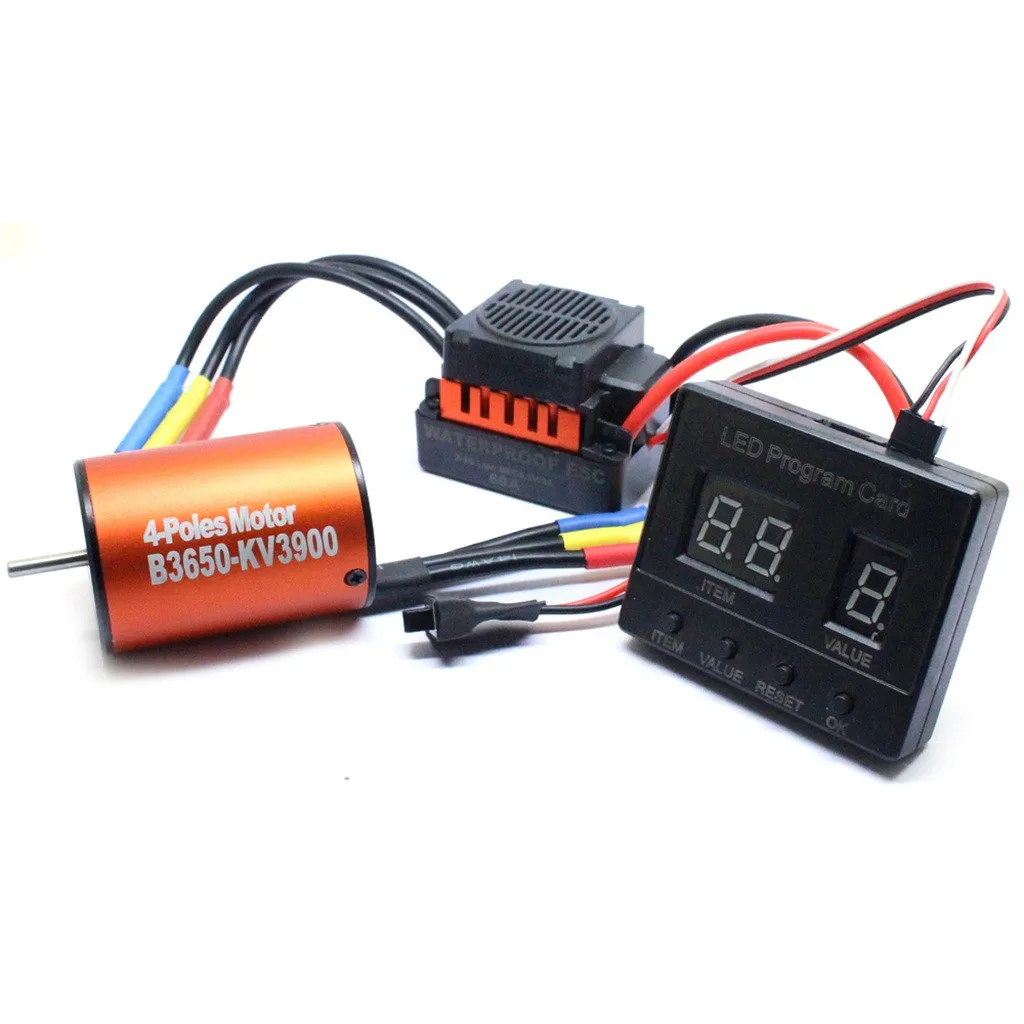 Аксессуары B3650 3900KV бесщеточный мотор + 60A ESC карта для программирования Combo 1/10 RC