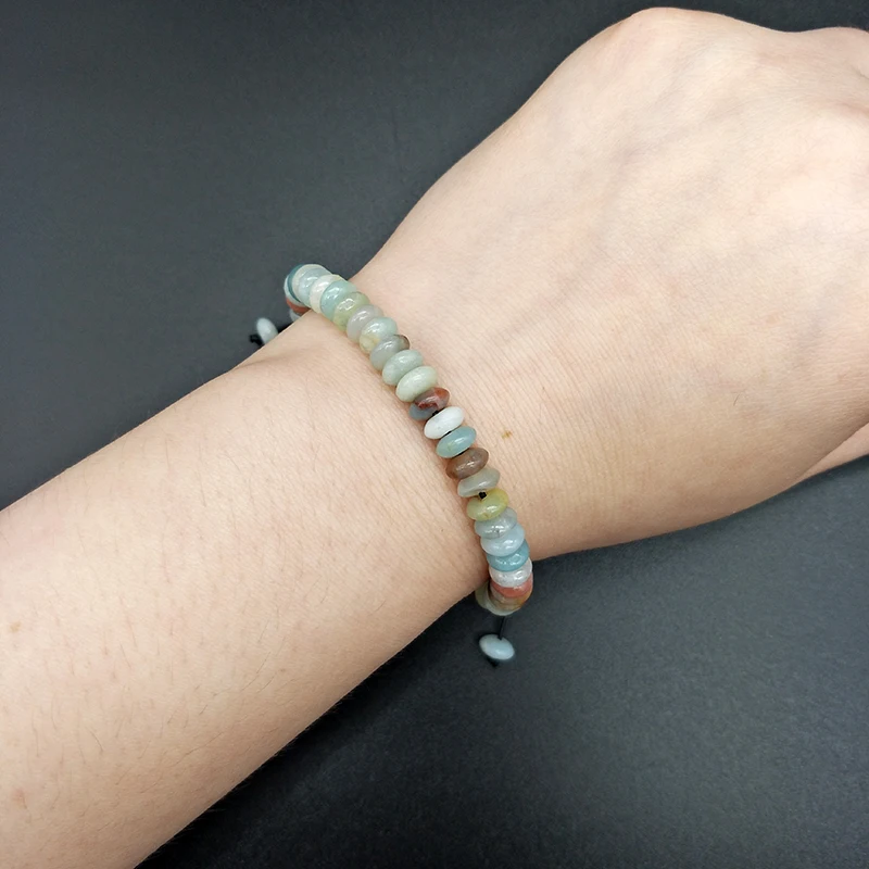 Горячая продажа 6 мм продолговатый натуральный камень amazon каменный браслет