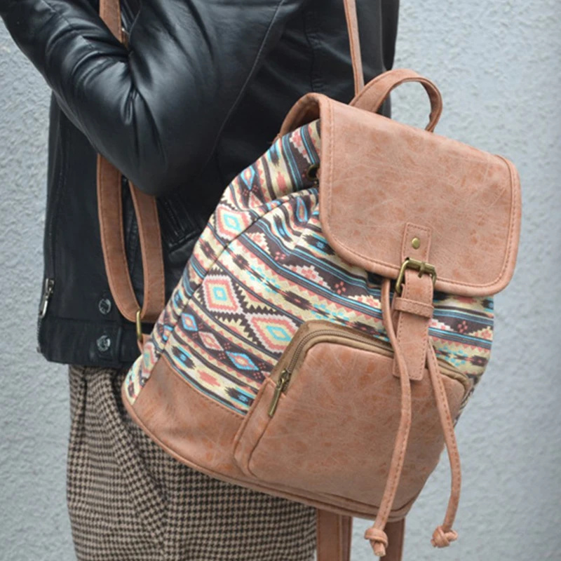 Национальный женский рюкзак Mochila Fashion Ruckssack для девочек винтажный через плечо