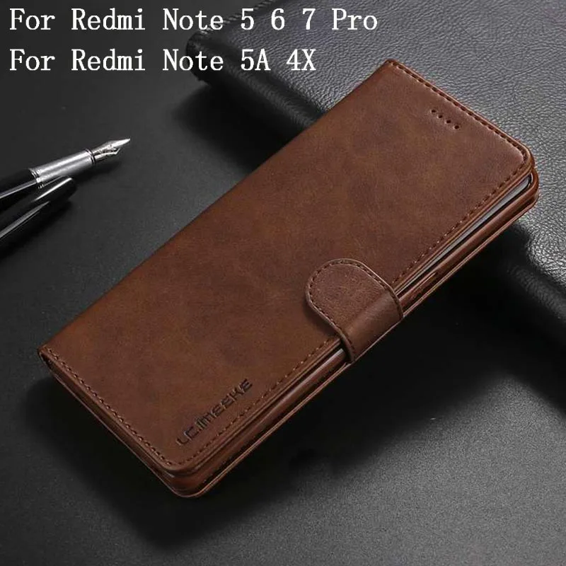 Чехол бумажник с откидной крышкой для Xiaomi Redmi Note 5 6 7 Pro чехол из искусственной кожи