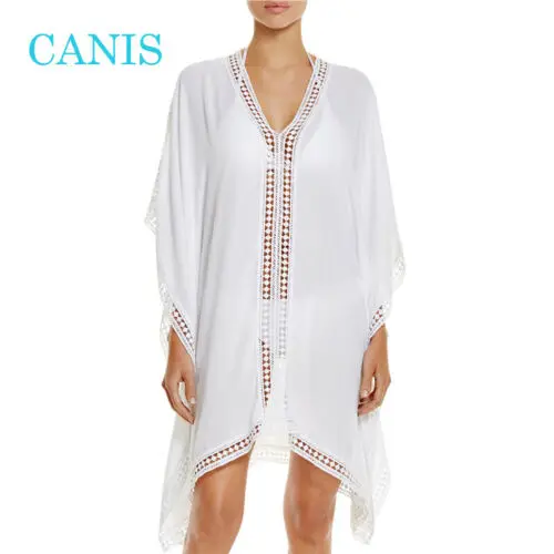 Летнее пляжное белое платье Пляжная накидка купальник кружевной шифон саронг