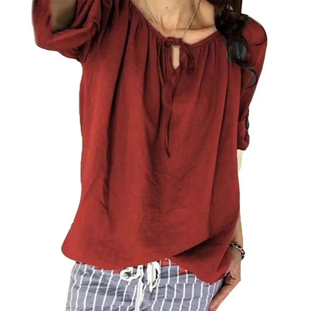 Большие размеры однотонная женская Повседневная Свободная блузка с v образным