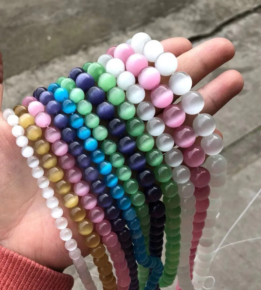 Новинка: белый розовый фиолетовый! Опаловые бусины кошачий глаз 6/8/10 /12 мм|Бусины| |