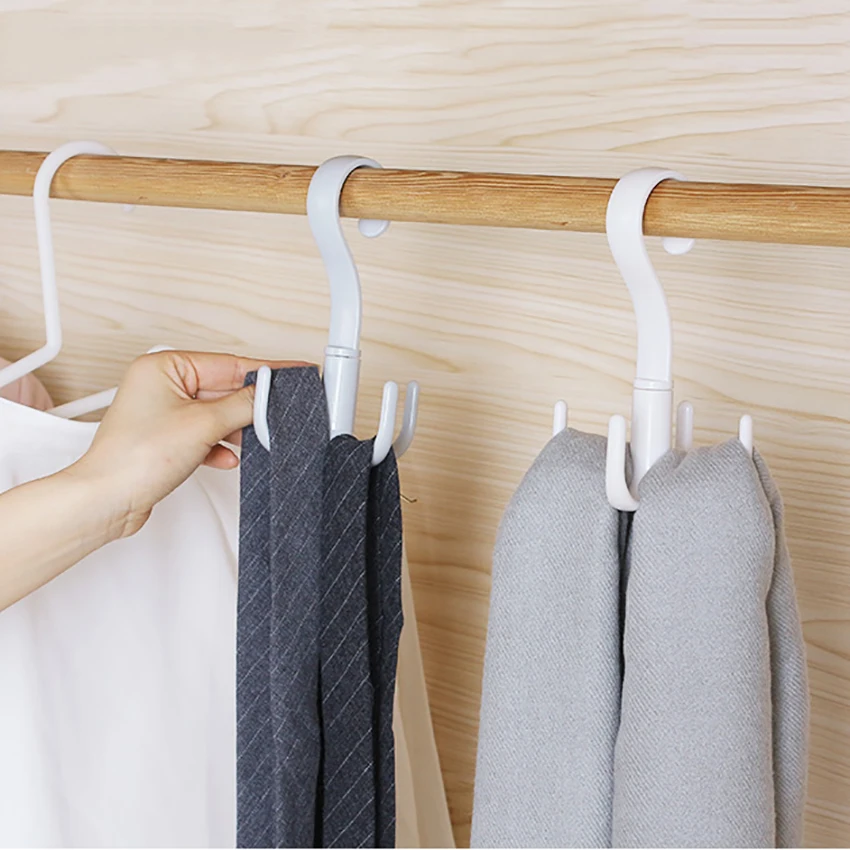 Rotatable Cabinet Rack Multifuntion Hanging Storage Shelf Plastic Hooks Bag Ties Scarf Belt Hanger Racks With 4 NEW | Дом и сад