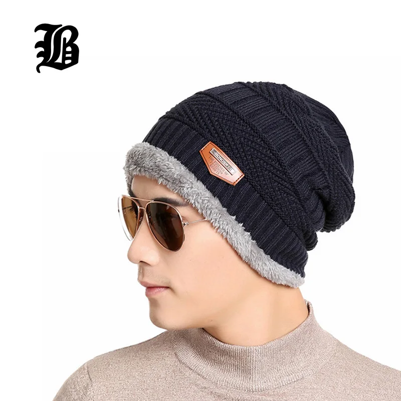 [FLB] 2016 брендовые вязаные зимние шапки Мужская зимняя шапка s Skullies облегающая