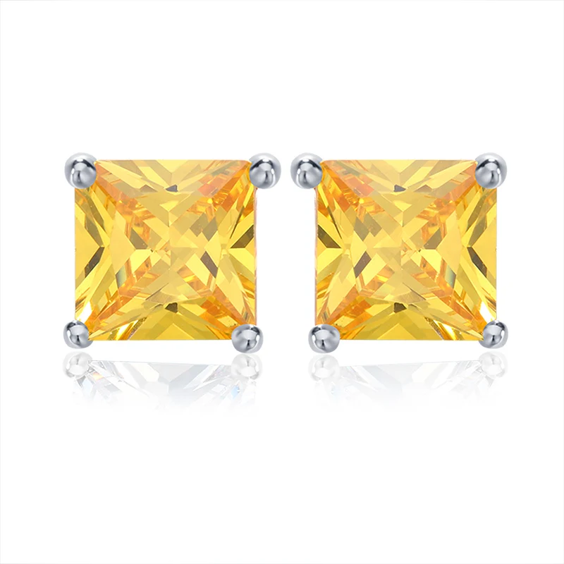 Platinum Yellow CZ Effie queen женские серьги AAA Качество австрийский квадратный кристалл красочные женские серьги-гвоздики модные ювелирные изделия WE148 - Окраска металла: Platinum Yellow CZ