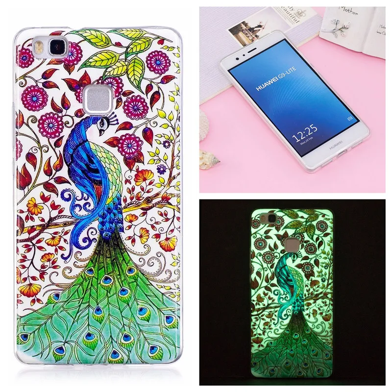 Светящийся чехол P9 Lite для coque Huawei силиконовый P 9 фосфоресцирующий Блестящий 5