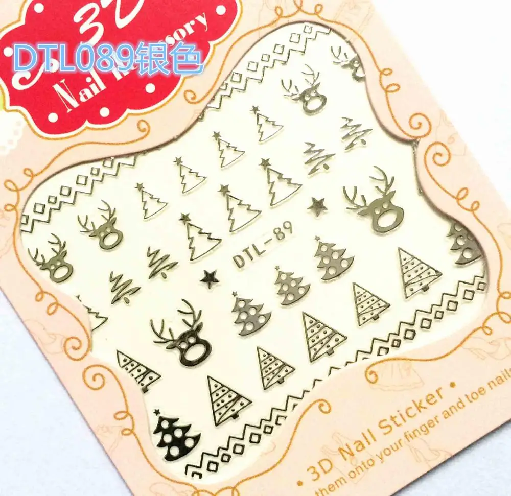 30 стилей! Модный лак для ногтей 3D Серебряные украшения Дизайн задний клей наклейки для ногтей Советы красоты - Цвет: DTL089silver
