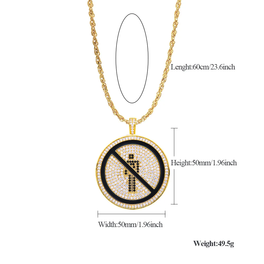 Хип хоп микро проложили AAA кубического циркония Bling Iced Out No Pedestrian Круглые Подвески ожерелье для мужчин рэппер ювелирные изделия золото серебро