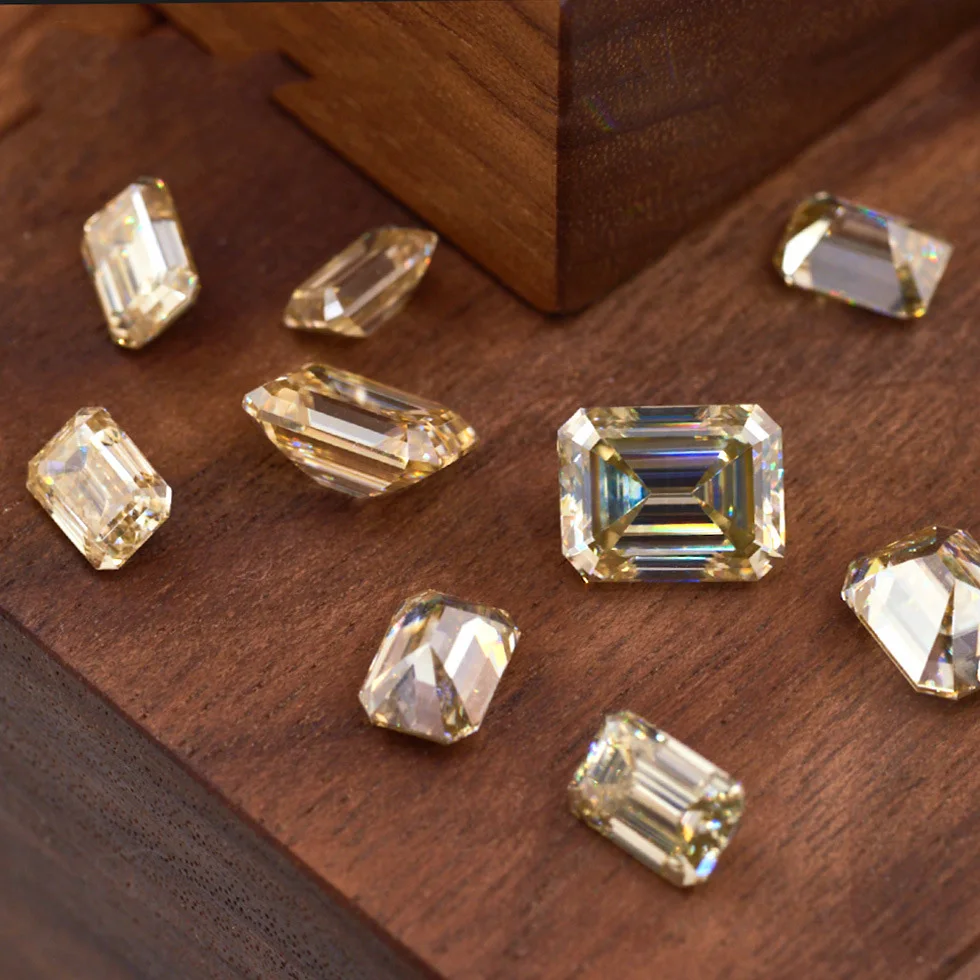 Желтое кольцо с цирконовым покрытием Изумрудное 5.0ct карат 9*11 мм желтый
