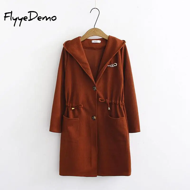 5XL Hooded Knitting Long Cardigan Sweater Women Jumper Lace Up Female Coat 2019 Warm Knitted Pocket Outerwear Plus Size |