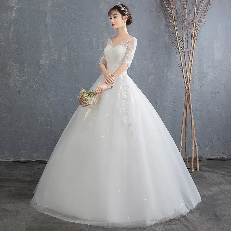 Романтическое Элегантное свадебное платье принцессы с V-образным вырезом