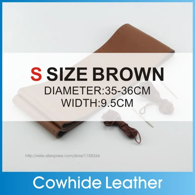 Brown S Чехол на руль из натуральной воловьей кожи DIY ручной пошив диаметр 37-39 см Черный Серый Бежевый Коричневый подарков - Название цвета: Brown S