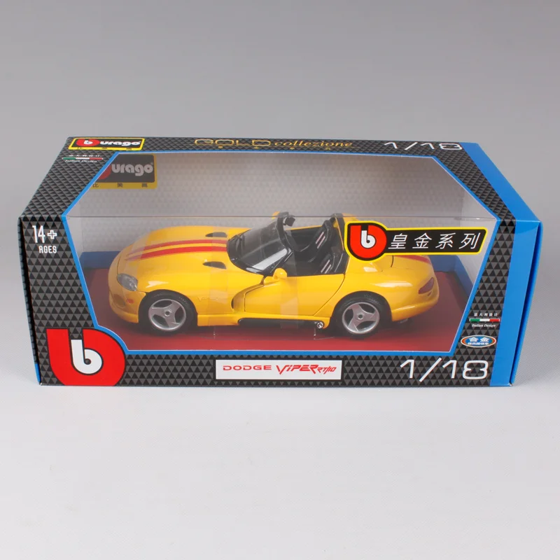 Bburago 1:18 dodge viper rt/10 желтый роскошный автомобиль литье высокого качества Откройте крышку модель автомобиля Коллективное издание 12024