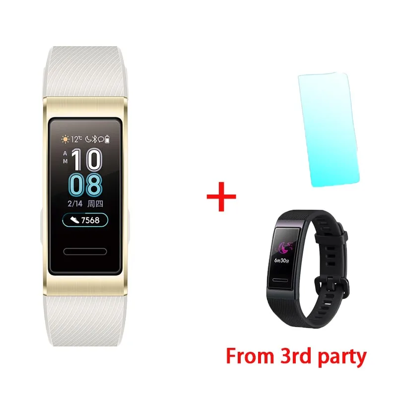 gold add black film huawei Band 3 Pro gps смарт-браслет металлический Amoled 0,95 'Полноцветный Сенсорный экран Датчик сердечного ритма датчик сна Браслет - Цвет: gold add black film