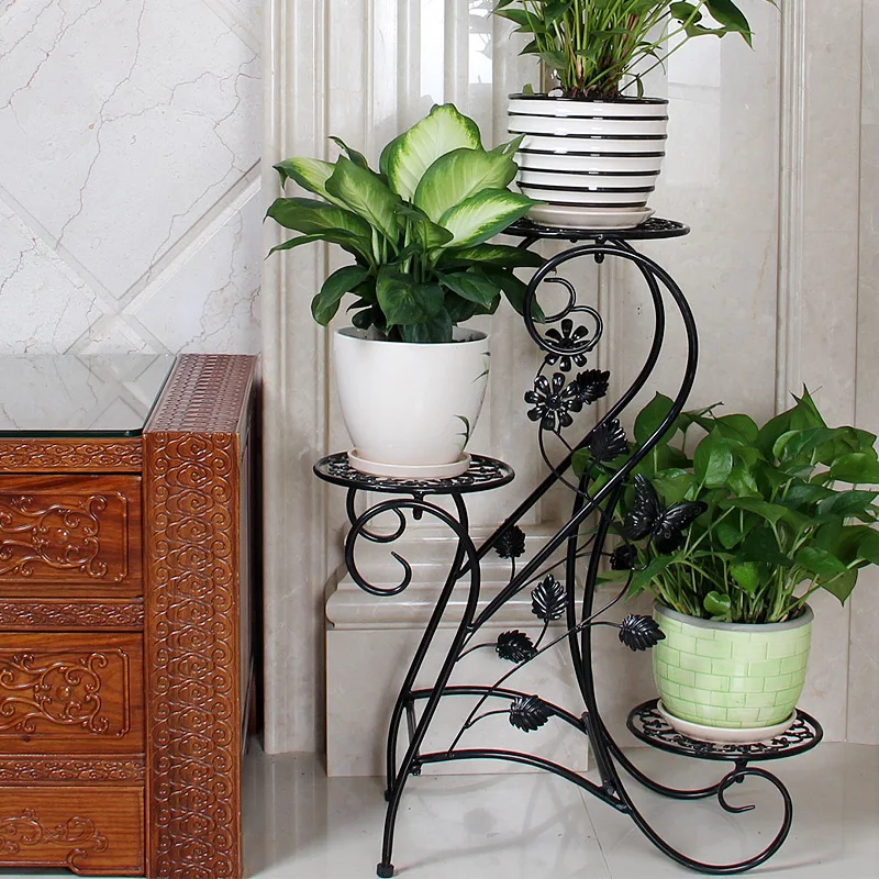 Европейский Железный цветочный горшок мульти балкон напольная полка для