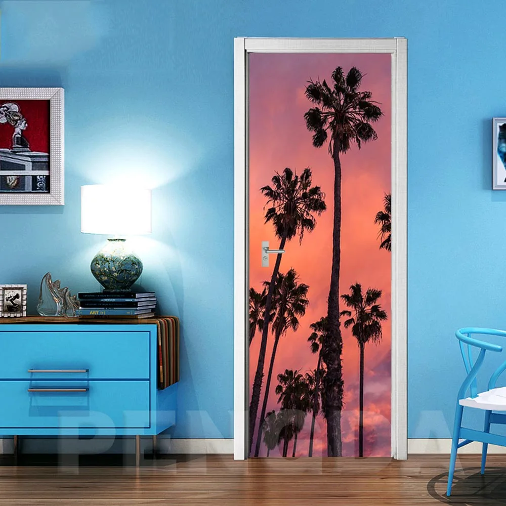 

Новые настенные наклейки, настенные 3D-декорации, дверные наклейки с закатом, самоклеящиеся водонепроницаемые Плакаты для печати, художеств...