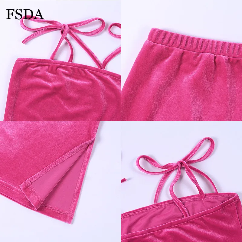 Женский неоновый комплект из двух предметов FSDA короткий топ на бретельках с