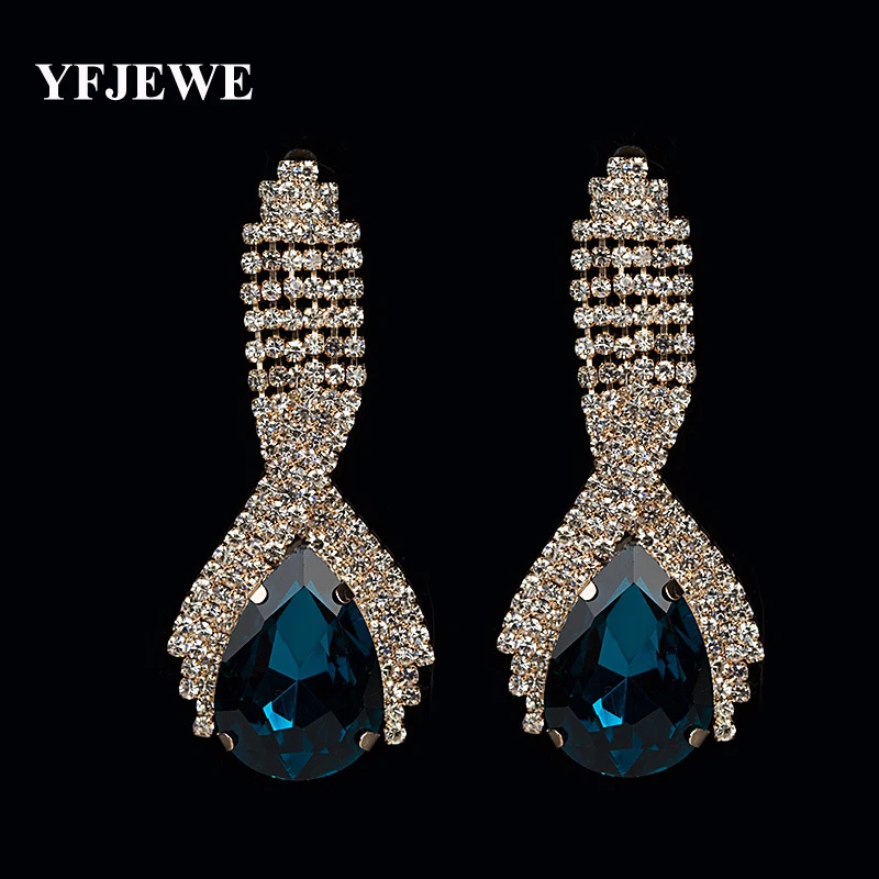 Женские серьги подвески с золотым покрытием YFJEWE 4 цвета стразы для невесты E033|dangle