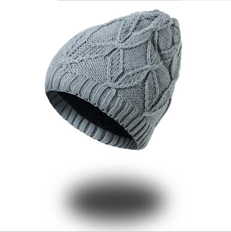 Новая мужская зимняя Осенняя шапка Модная вязаная серая Лыжная Толстая теплая