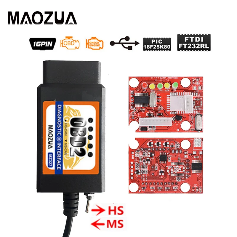 Maozua ELM327 V1.5 USB Modified Switch For F-ord MS CAN HS CAN Forscan OBD2 Diagnostic Scanner Elm327 OBD 2 Wifi